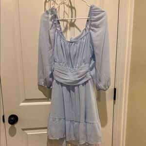 Elegant Light Blue Mini Dress